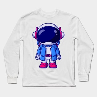 Cute Astronaut Wearing Suit Cartoon Long Sleeve T-Shirt